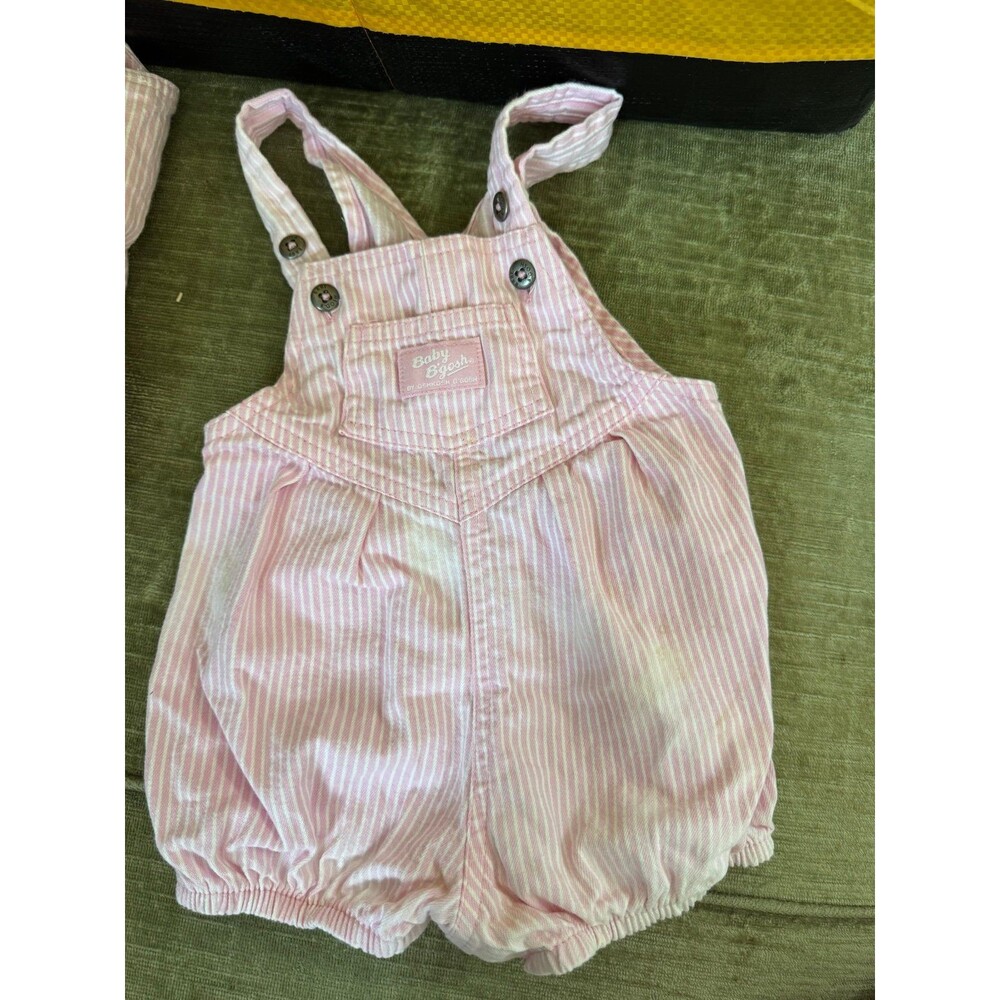 1990s Vintage OshKosh B'gosh pink and white striped bubble romper